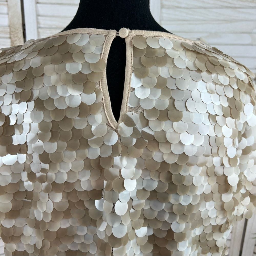 Eva Franco Anthropologie Taupe Sequin Tee Medium - Picture 10 of 13